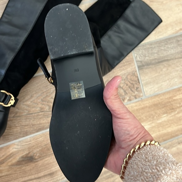 Tori Burch Leather and suede over the knee boots with gold hardware - Picture 4 of 8